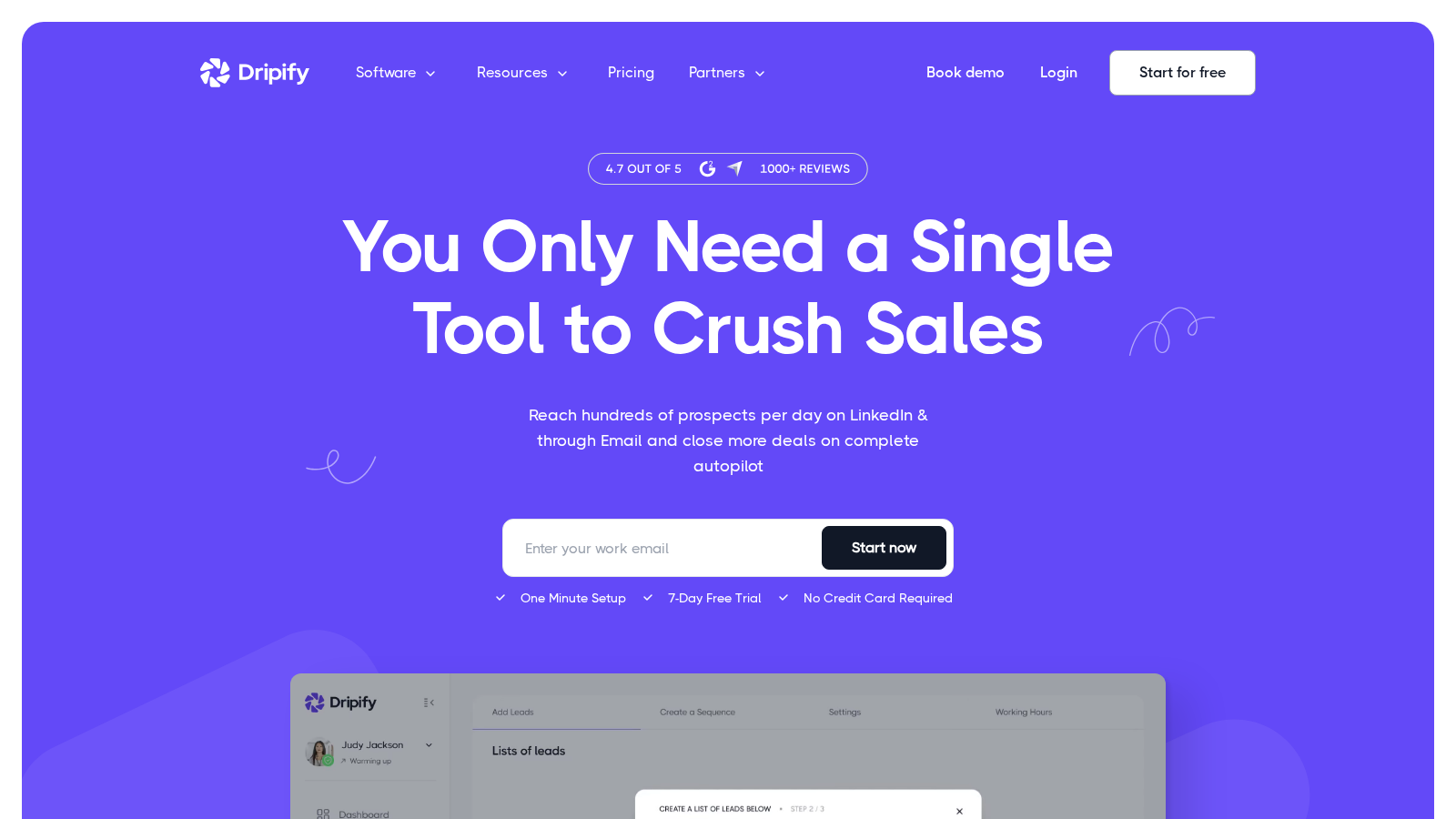 Dripify landing page