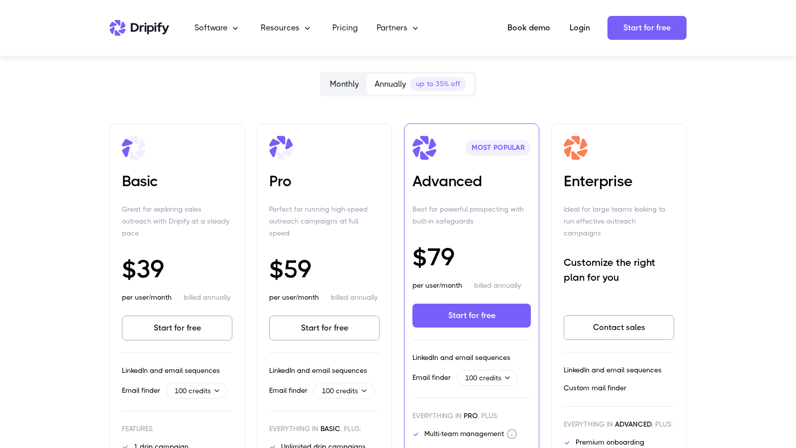 Dripify pricing tiers