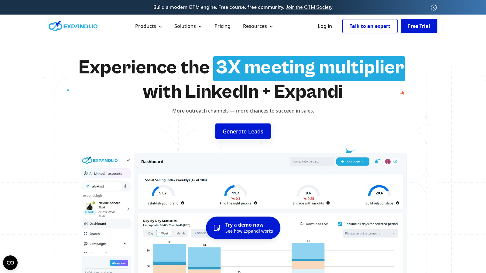 Expandi landing page