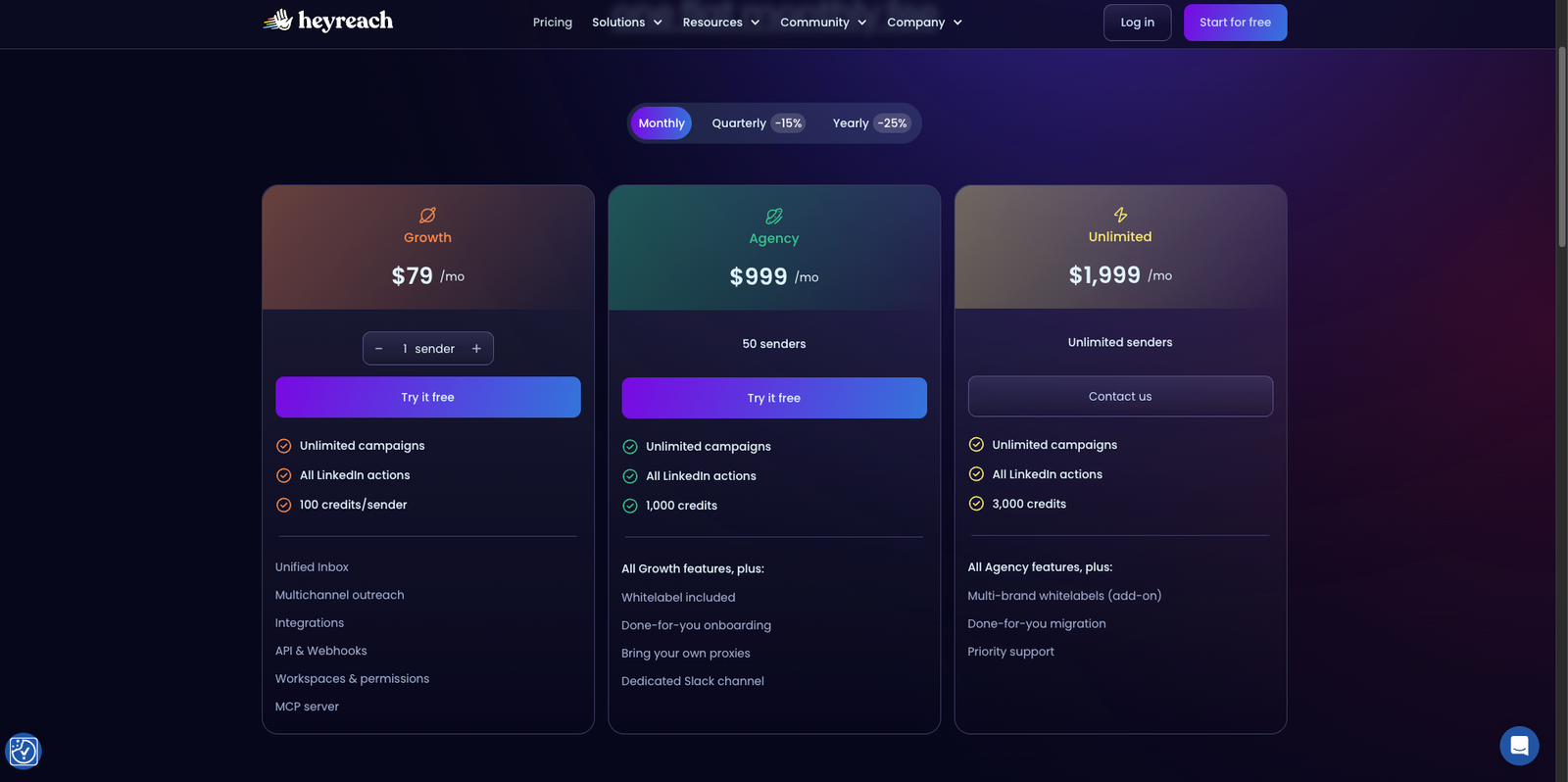 Expandi pricing tiers
