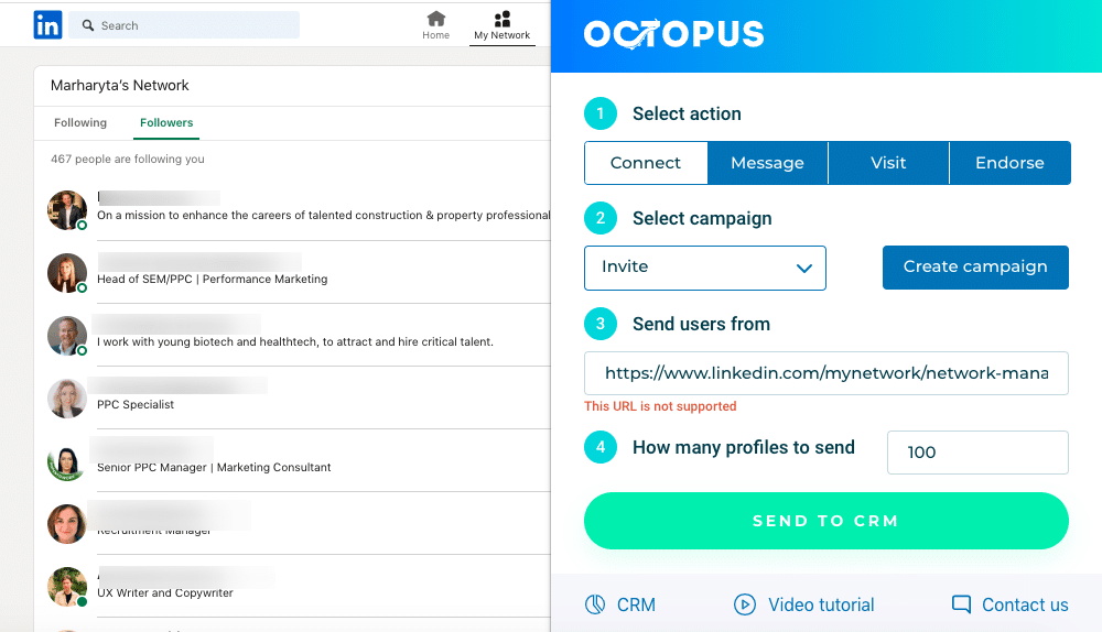 Octopus CRM app interface
