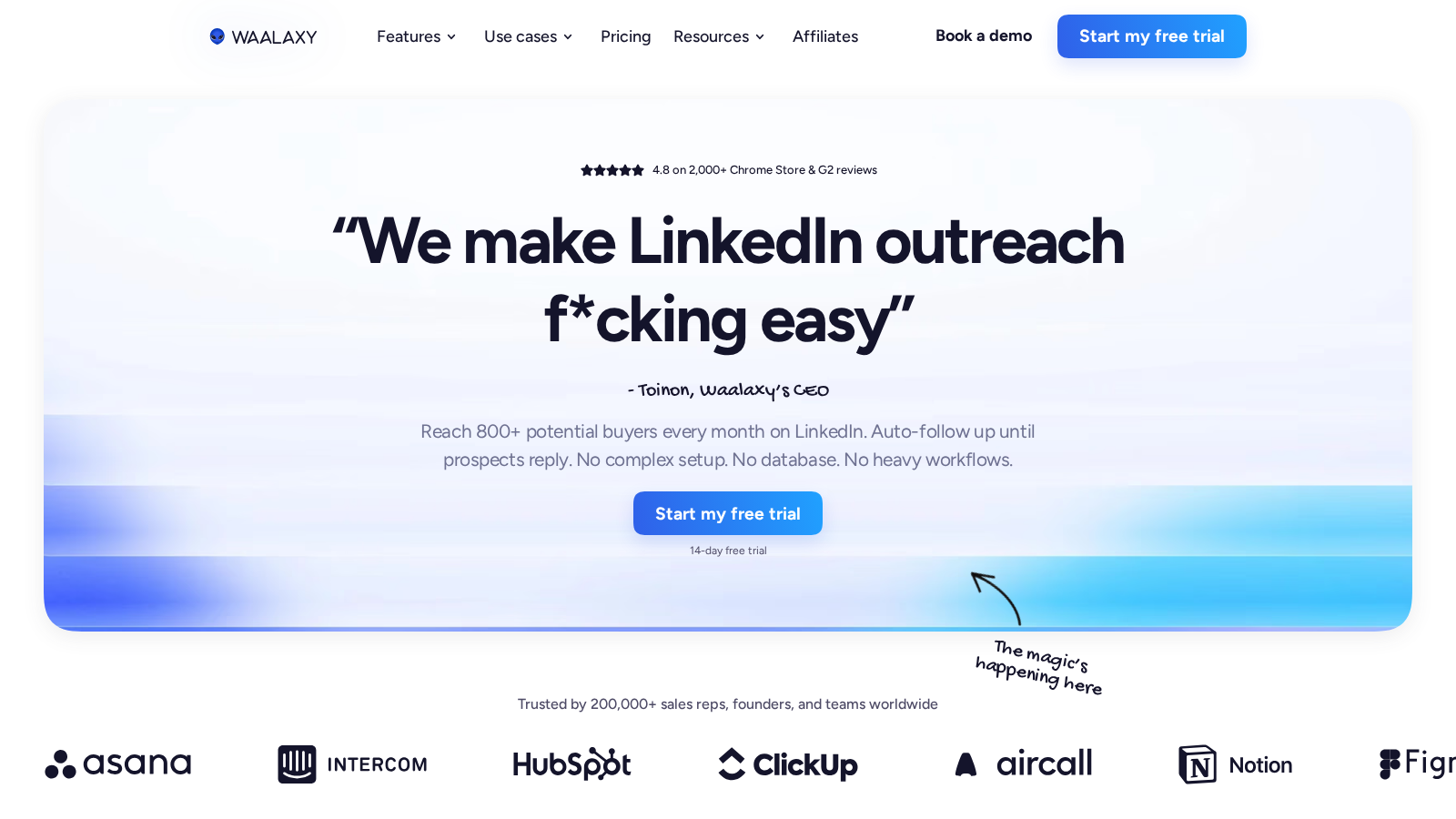 Waalaxy landing page